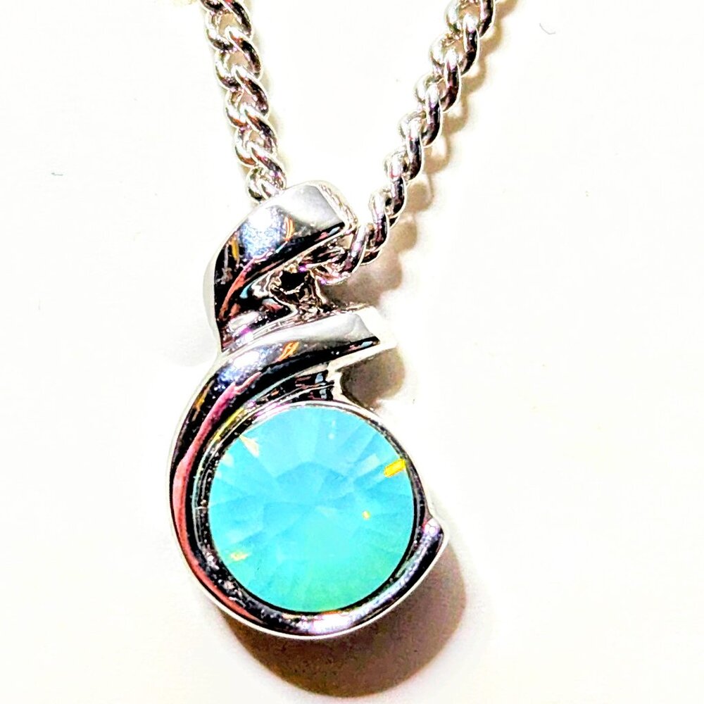 New DeVries Swarovski crystal elements in Opal by Analeece Silver Color Necklace